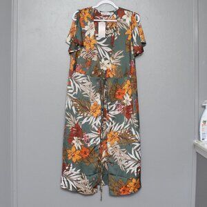 Azalosie nwt tropical flower print kimono swim cover